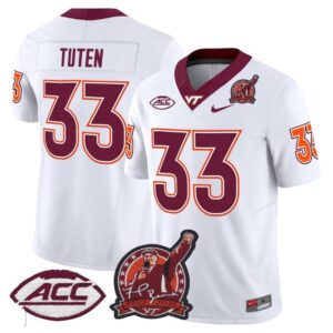 Bhayshul Tuten  #33 Virginia Tech Hokies Coach Frank Beamer Patch   White