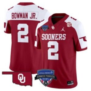 Billy Bowman  #2 Oklahoma Sooners 2025 Armed Forces Bowl Patch   Crimson Alte
