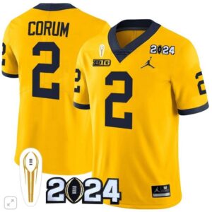 Blake Corum  #2 Michigan Wolverines 2024 CFP National Champions Trophy Vapor  Gold