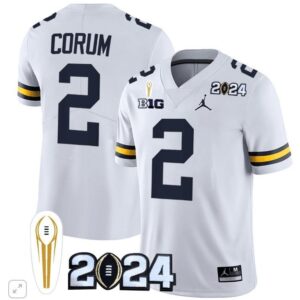 Blake Corum  #2 Michigan Wolverines 2024 CFP National Champions Trophy Vapor  White
