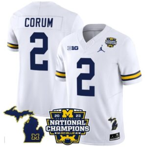 Blake Corum  #2 Michigan Wolverines National Champions Vapor Map   White
