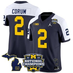 Blake Corum  #2 Michigan Wolverines National Champions Vapor Map  Navy Alternate