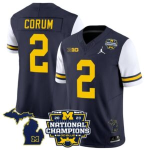 Blake Corum  #2 Michigan Wolverines National Champions Vapor Map  Sleeves White
