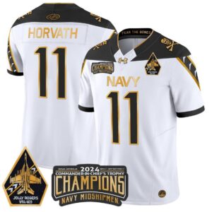 Blake Horvath  #11 Navy Midshipmen Jolly Rogers Champions Patch   White Gold