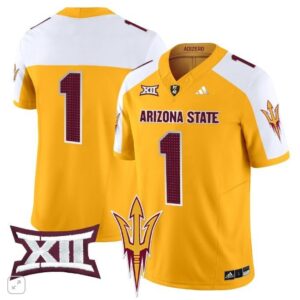 Blank Name  #1 Arizona State Sun Devils Home Patch Vapor   Gold Alternate