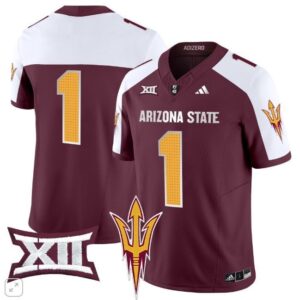 Blank Name  #1 Arizona State Sun Devils Home Patch Vapor   Maroon Alternate