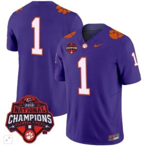 Blank Name  #1 Clemson Tigers National Champions Patch Vapor  All  Purple