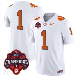 Blank Name  #1 Clemson Tigers National Champions Patch Vapor  All  White