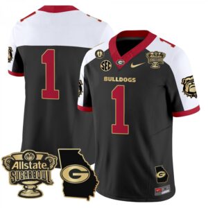 Blank Name  #1 Georgia Bulldogs Sugar Bowl Georgia Map Vapor  Black Alternate