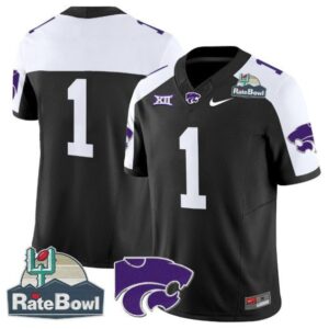 Blank Name  #1 Kansas State Wildcats 2025 Rate Bowl   Black Alternate
