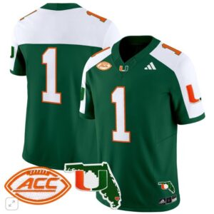 Blank Name  #1 Miami Hurricanes Vapor ACC Patch   Green Alternate
