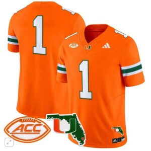 Blank Name  #1 Miami Hurricanes Vapor ACC Patch   Orange