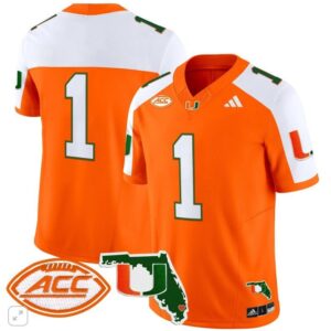 Blank Name  #1 Miami Hurricanes Vapor ACC Patch   Orange Alternate