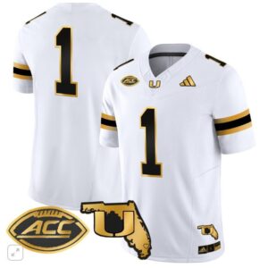 Blank Name  #1 Miami Hurricanes Vapor ACC Patch   White Gold