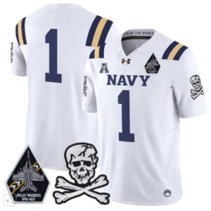 Blank Name  #1 Navy Midshipmen Vapor Patch College   White