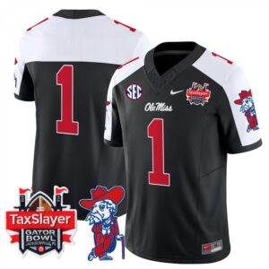 Blank Name  #1 Ole Miss Rebels Gator Bowl Patch Vapor   Black Alternate
