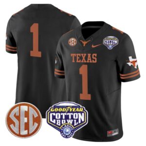 Blank Name  #1 Texas Longhorns Cotton Bowl Patch College   Black