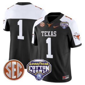 Blank Name  #1 Texas Longhorns Cotton Bowl Patch College   Black Alternate