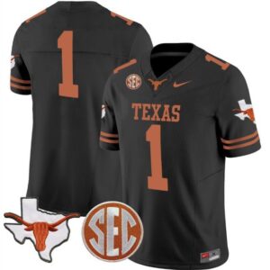 Blank Name  #1 Texas Longhorns State Map SEC Patch Vapor   Black