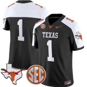 Blank Name  #1 Texas Longhorns State Map SEC Patch Vapor   Black Alter