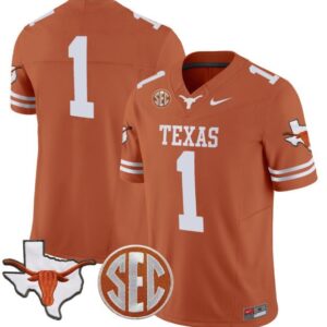 Blank Name  #1 Texas Longhorns State Map SEC Patch Vapor   Orange