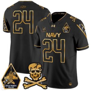 Blank Name  #24 Navy Midshipmen Vapor Patch College   Black Gold