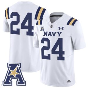Blank Name  #24 Navy Midshipmen Vapor Patch College   White