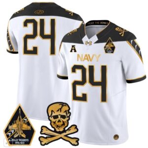 Blank Name  #24 Navy Midshipmen Vapor Patch College   White Gold