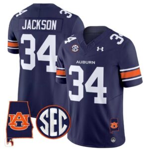 Bo Jackson  #34 Auburn Tigers Alabama Patch Vapor SEC   Navy