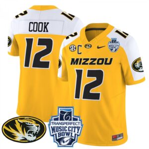 Brady Cook  #12 Missouri Tigers Music City Bowl Vapor   Gold Alternate