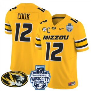 Brady Cook  #12 Missouri Tigers Music City Bowl Vapor Patch   Gold