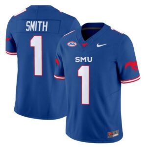 Brashard Smith  #1 SMU Mustangs Icy Whites Vapor College   Blue