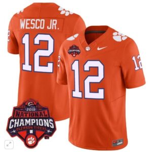 Bryant Wesco JR.  #12 Clemson Tigers National Champions Patch  All  Orange
