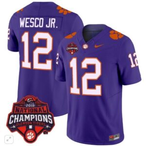 Bryant Wesco JR.  #12 Clemson Tigers National Champions Patch  All  Purple