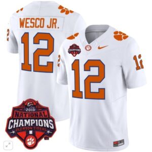 Bryant Wesco JR.  #12 Clemson Tigers National Champions Vapor  All  White