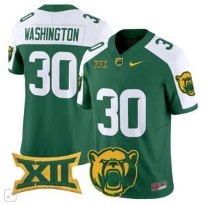 Bryson Washington  #30 Baylor Bears Vapor Patch College   Green Alternate