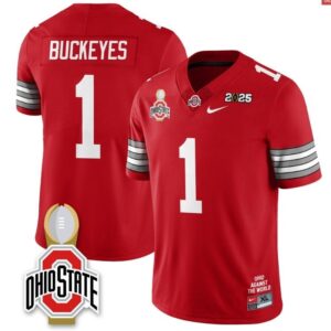 Buckeyes  #1 Ohio State Buckeyes 2025 National Champions   Red