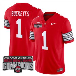 Buckeyes  #1 Ohio State Buckeyes 2025 Rose Bowl Champions Patch   Red