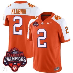 Cade Klubnik  #2 Clemson Tigers National Champions Patch   Orange Alternate