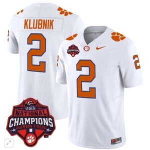 Cade Klubnik  #2 Clemson Tigers National Champions Patch Vapor  All  White