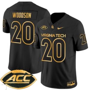 Caleb Woodson  #20 Virginia Tech Hokies Coach Frank Beamer   Black Gold