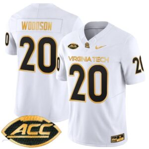 Caleb Woodson  #20 Virginia Tech Hokies Coach Frank Beamer   White Gold