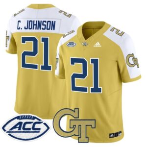 Calvin Johnson  #21 Georgia Tech Yellow Jackets ACC Vapor   Gold Alternate