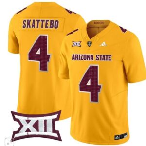 Cam Skattebo  #4 Arizona State Sun Devils Home Patch Vapor   Gold