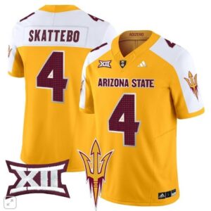 Cam Skattebo  #4 Arizona State Sun Devils Home Patch Vapor   Gold Alternate