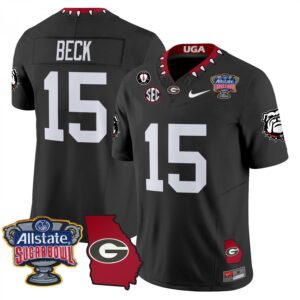 Carson Beck  #15 Georgia Bulldogs Sugar Bowl Georgia Map Vapor   Black