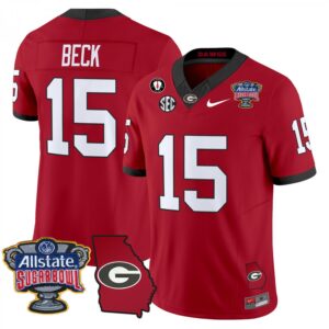 Carson Beck  #15 Georgia Bulldogs Sugar Bowl Georgia Map Vapor   Red