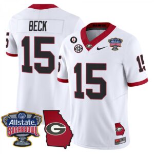 Carson Beck  #15 Georgia Bulldogs Sugar Bowl Georgia Map Vapor   White