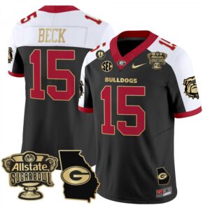 Carson Beck  #15 Georgia Bulldogs Sugar Bowl Georgia Map Vapor  Black Alternate