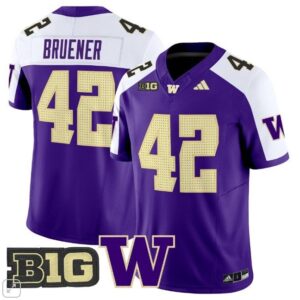 Carson Bruener  #42 Washington Huskies Home Vapor B1G Patch   Purple Alternate